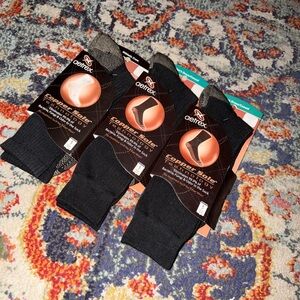 Aetrex copper sole men's dress/casual socks black XL NEW 3 pair smoke pet free